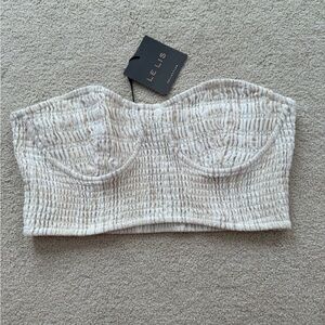 Le Lis Silver Sleeveless Bustier Crop Top